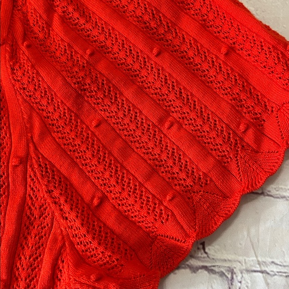 Sezane Women’s Davie Cardigan Top Red Size Large Organic Cotton Cottagecore Fem - Picture 5 of 10